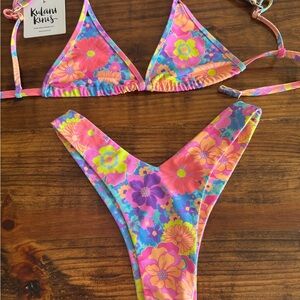 NWT Kulani Kinis Floral Bikini Set- Pink and Yellow